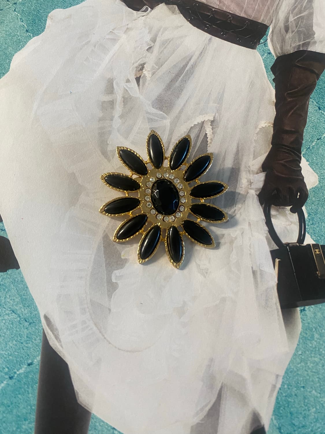 메탈 블랙 플라워 빈티지 브로치 일본 y2k 악세사리  상품이미지1