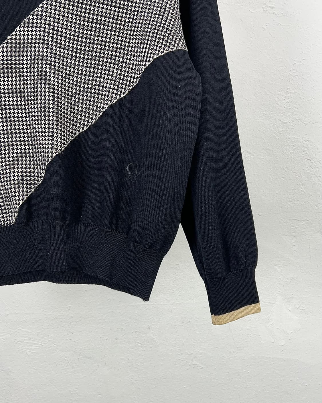 90s 크리스찬 디올 하운드 투스 배색 니트 스웨터 상품이미지5