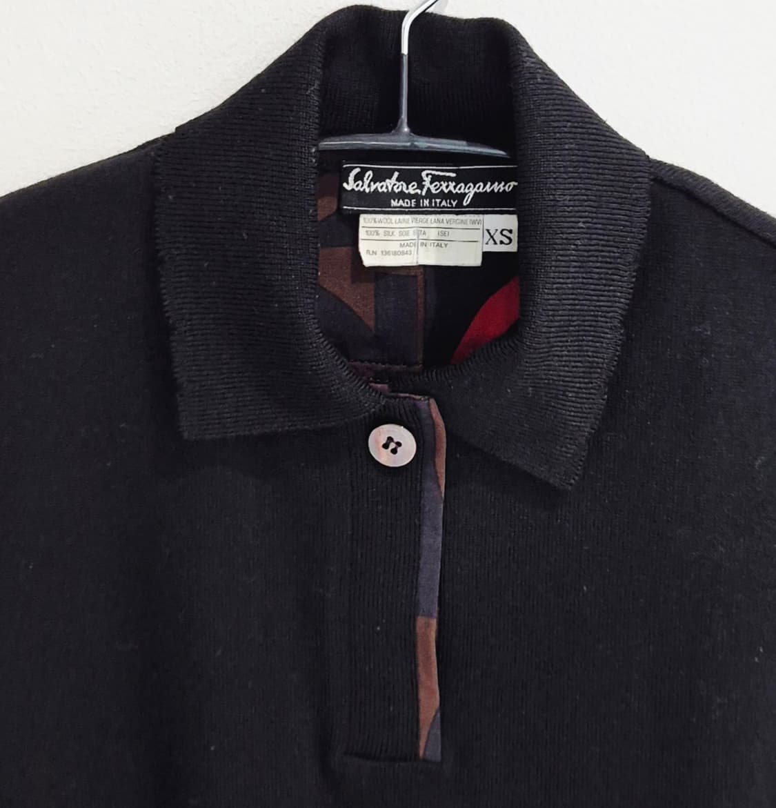 살바토레 페레가모 울 실크 배색 여성 니트 폴로 XS 상품이미지6