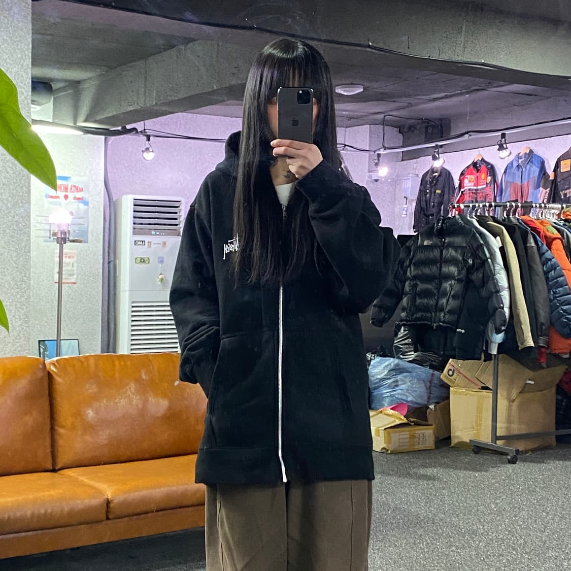 스투시 베이직로고 후드집업 A5 상품이미지1