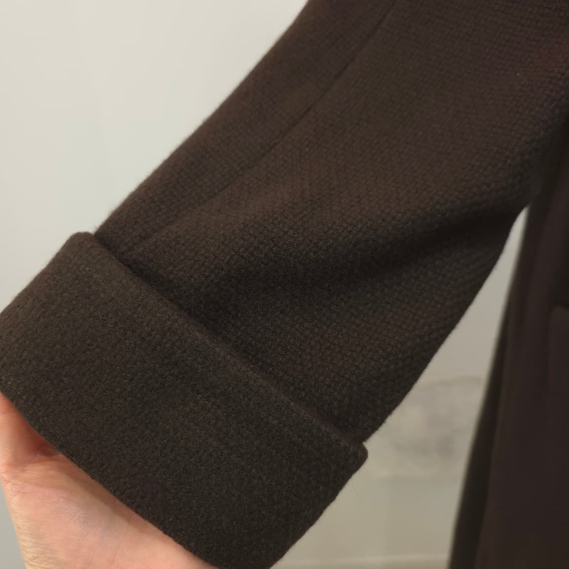 캐시미어 100 하이넥 진브라운 롱 코트  상품이미지8