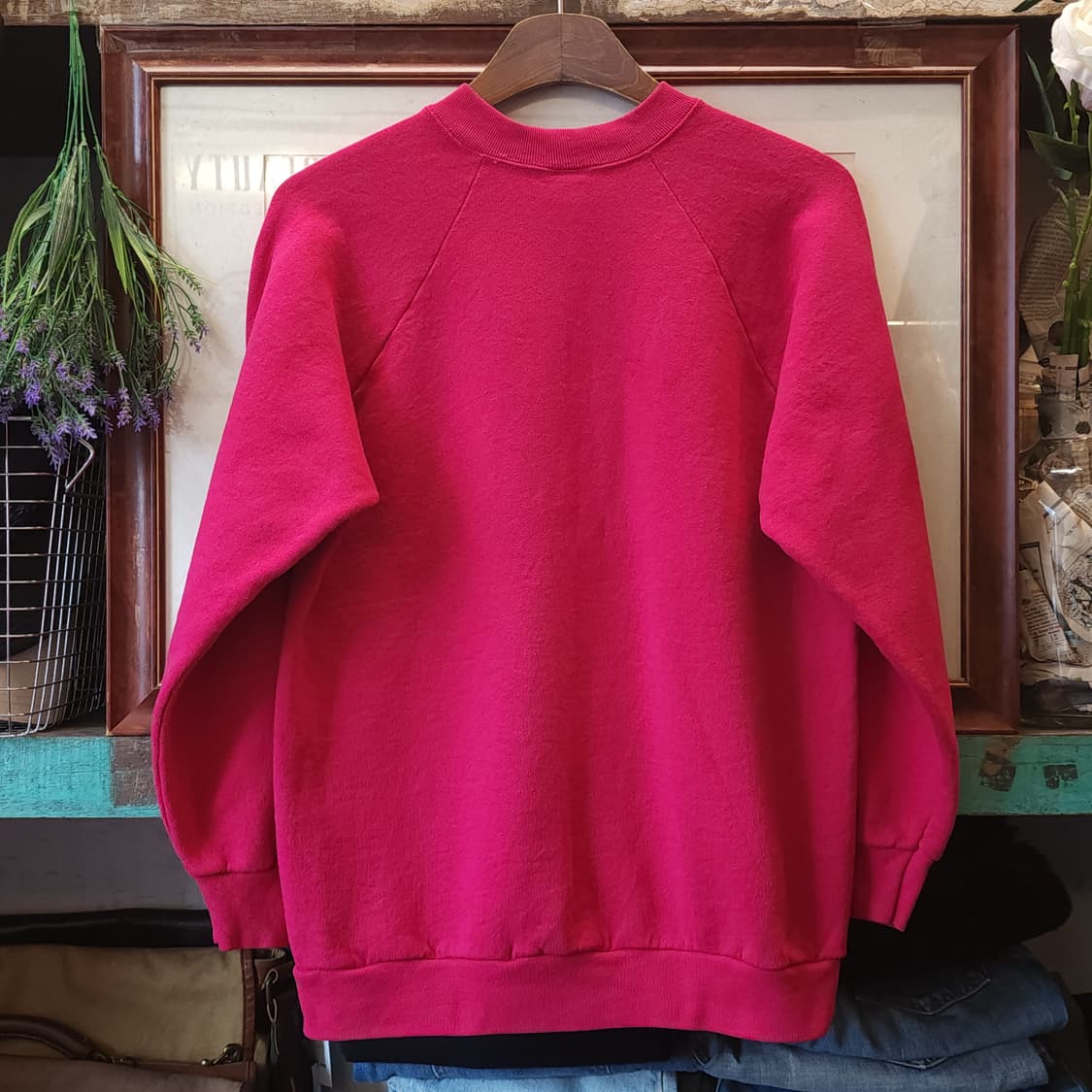 90s 프룻오브더룸 빈티지 스웻셔츠 플레인 스웻셔츠 비비드 레드 M 상품이미지2