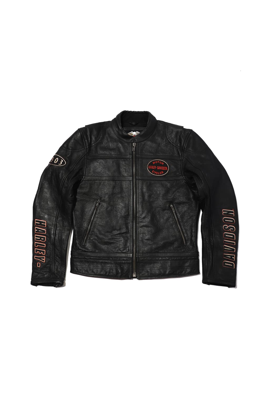 HARLEY DAVIDSON 레터링 자수 바이크 레더 재킷 size M 상품이미지2