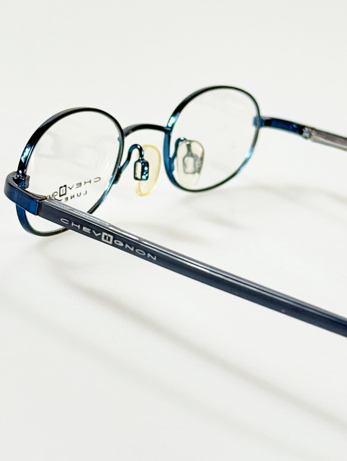 90s CHEVIGNON 블루 메탈 슬림 오벌 빈티지 안경 상품이미지4