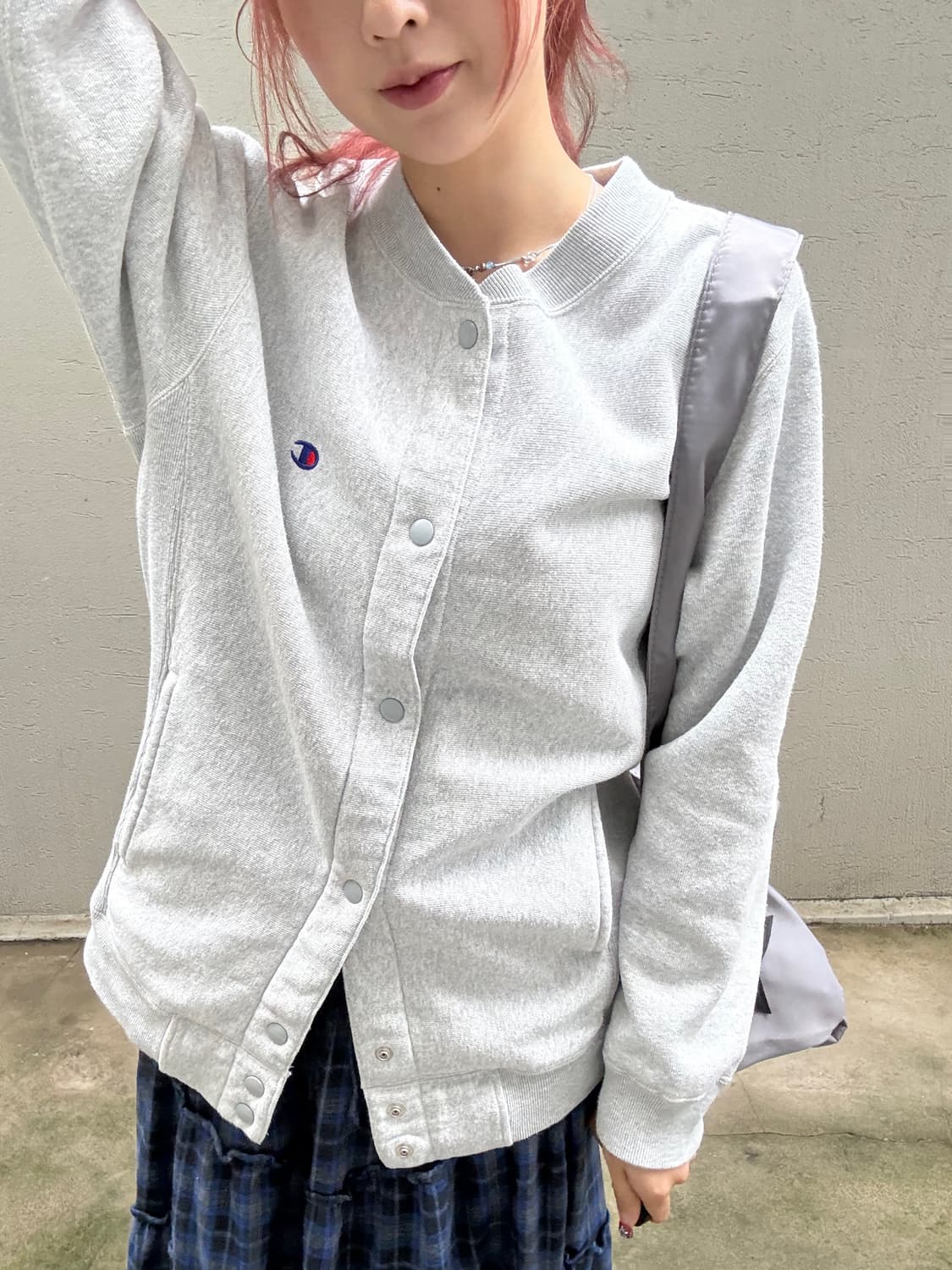 챔피온 그레이 코튼 바시티 자켓 베이스볼 자켓 상품이미지3