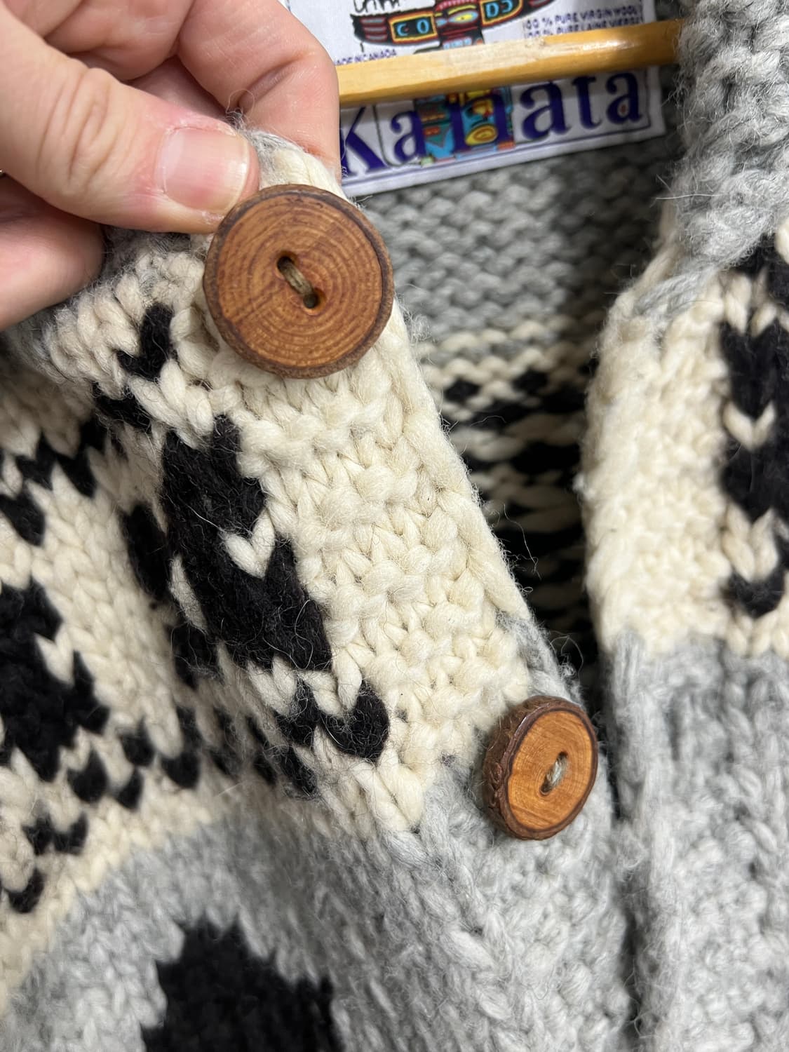 Kanata Vintage 빈티지 캐나다 코위찬 버진 울 니트 가디건 상품이미지5