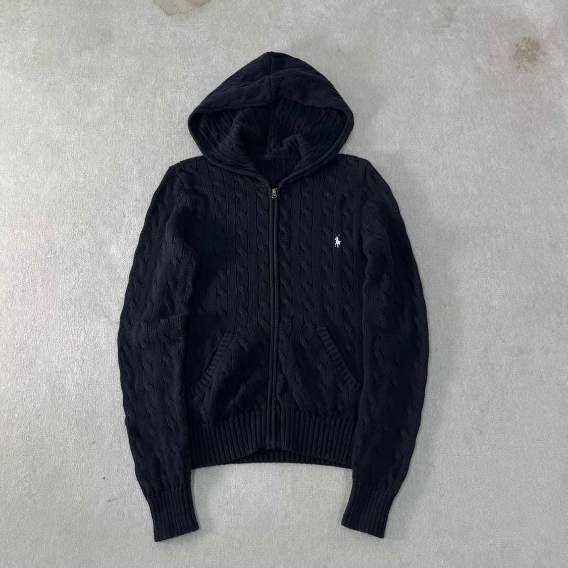 W 95 폴로랄프로렌 꽈배기 코튼 니트 후드집업 상품이미지1