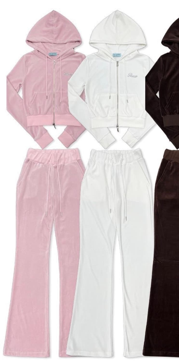 페일제이드 벨벳 후드집업 세트 화이트 팝니다 상품이미지2