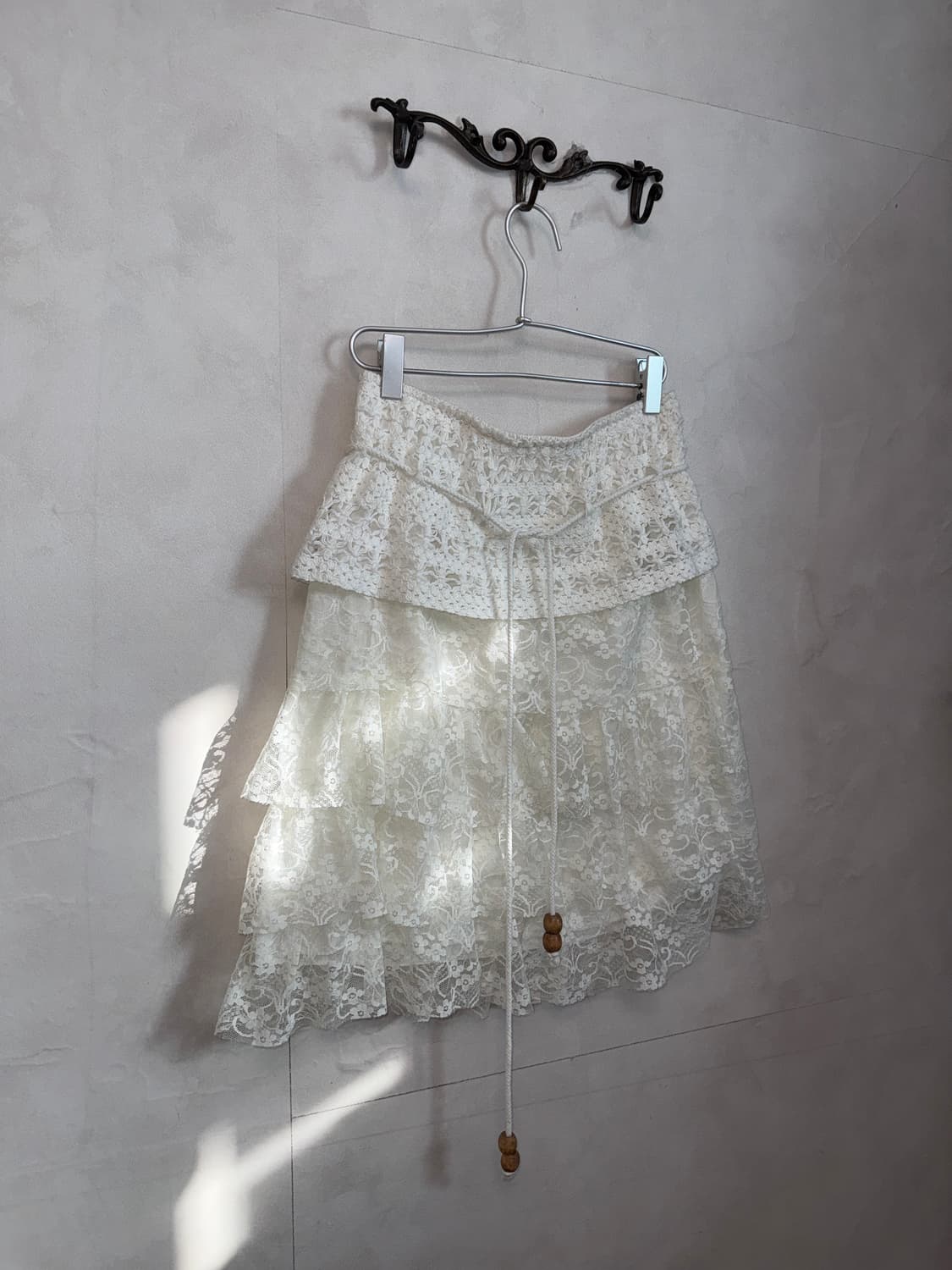 White crochet floral lace cancan skirt 상품이미지2