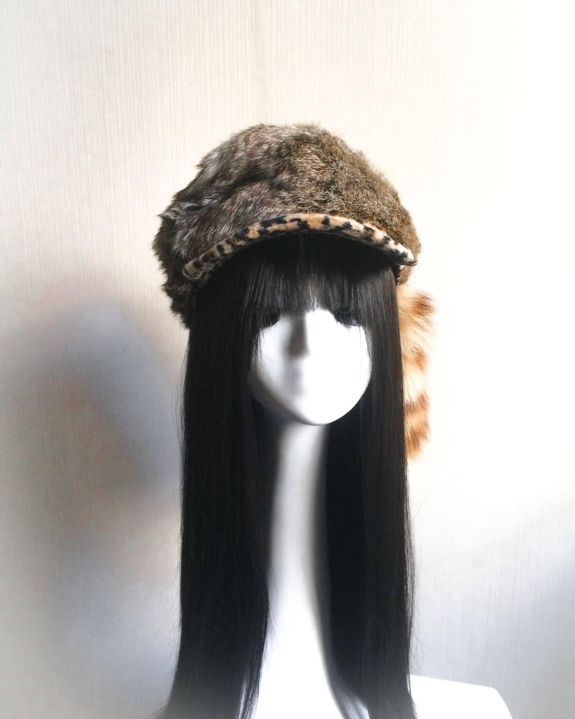Real fur mixed leopard layered cap 상품이미지2