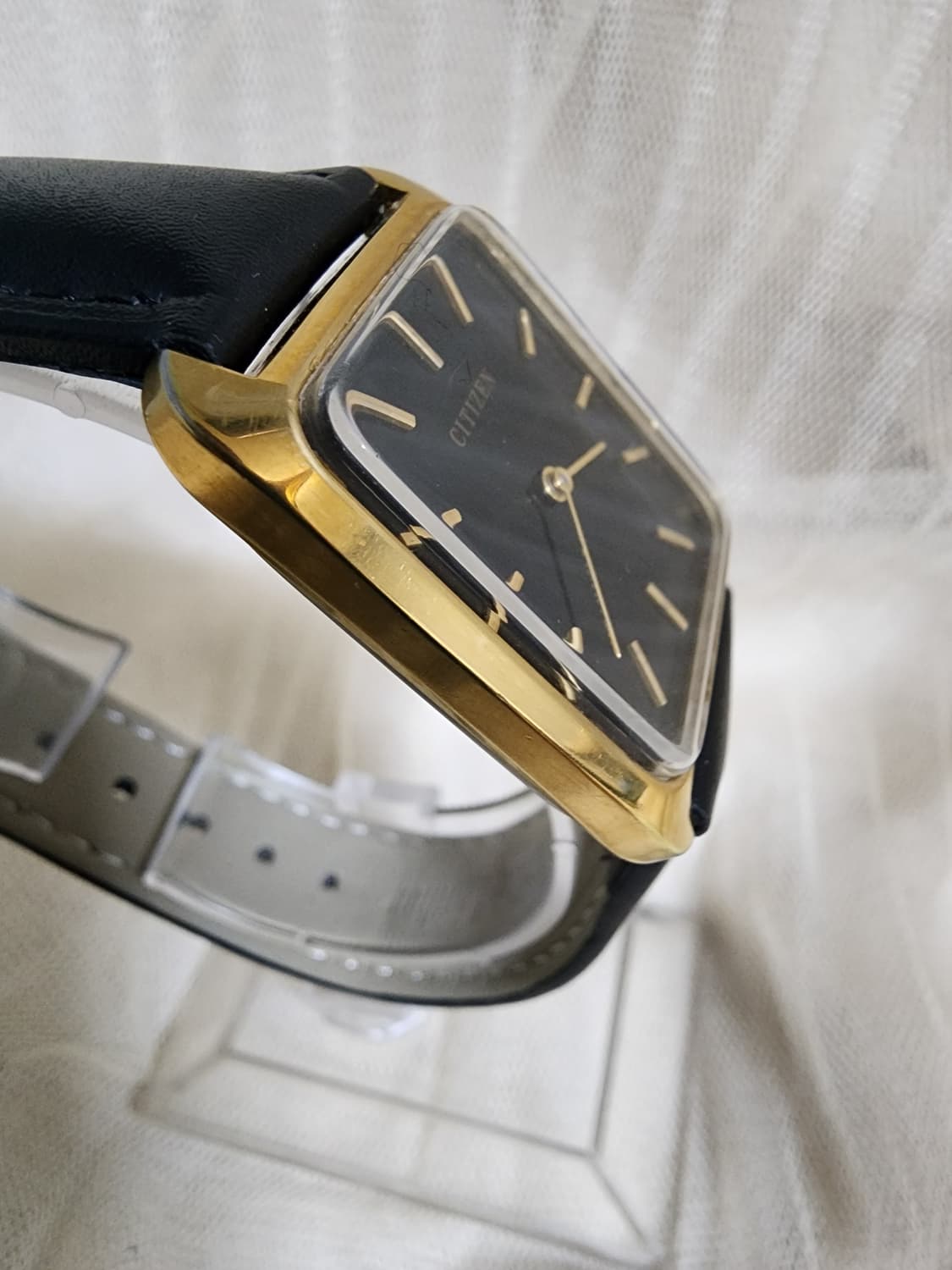 70's 빈티지 시티즌 블랙다이얼 사각 금장 수동 시계 공용 상품이미지2