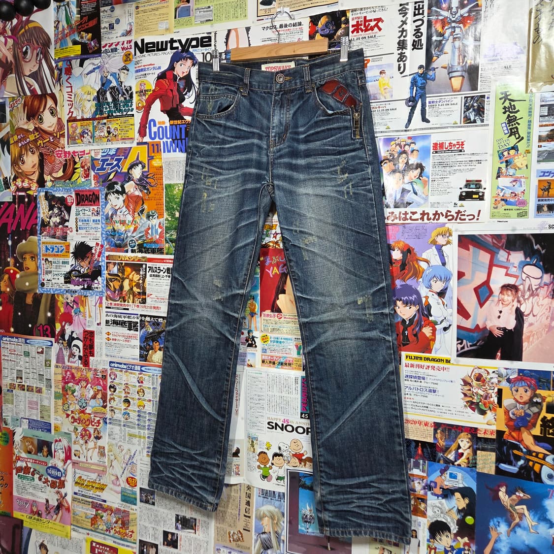 빈티지 진청 워싱 자수 스트레이트 팬츠 상품이미지6