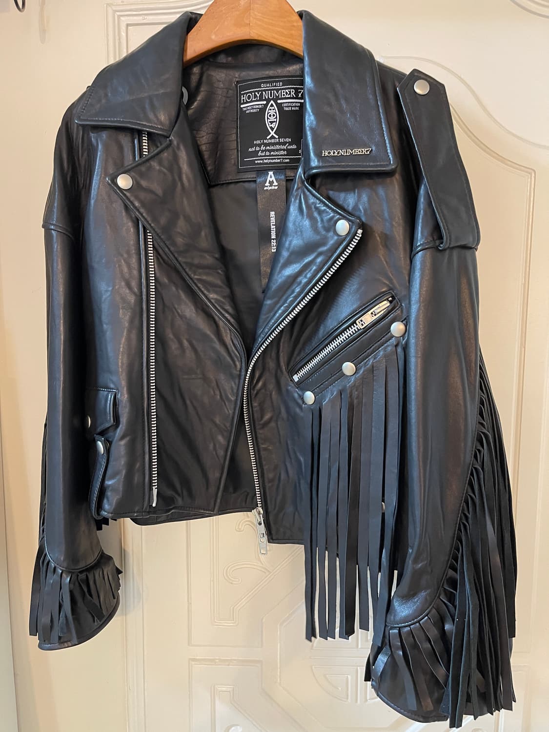 HOLY NUMBER 7 프린지 램스킨 라이더 자켓  상품이미지3