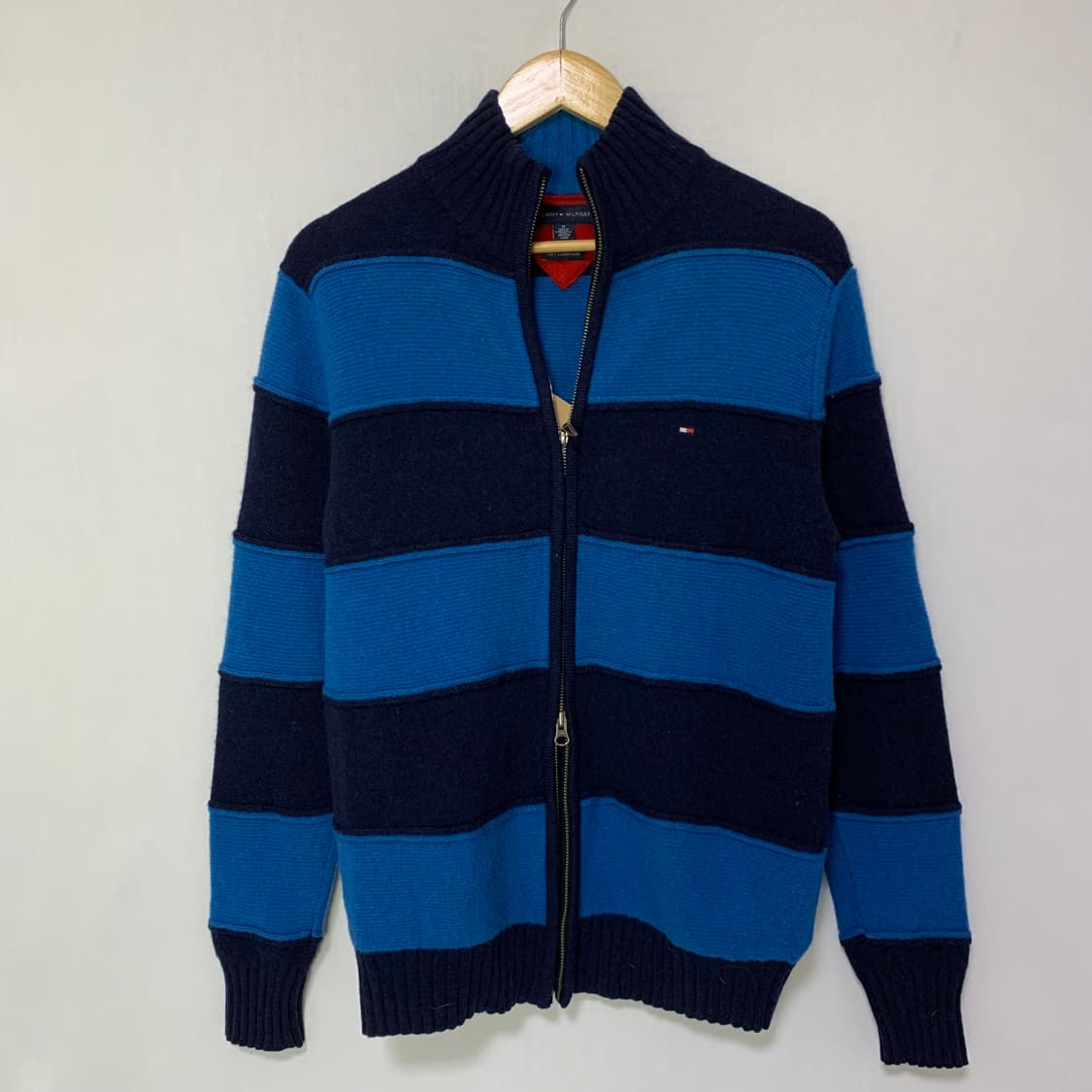 타미힐피거 투지퍼 반 하이넥 스트라이프 니트 집업 M 상품이미지5
