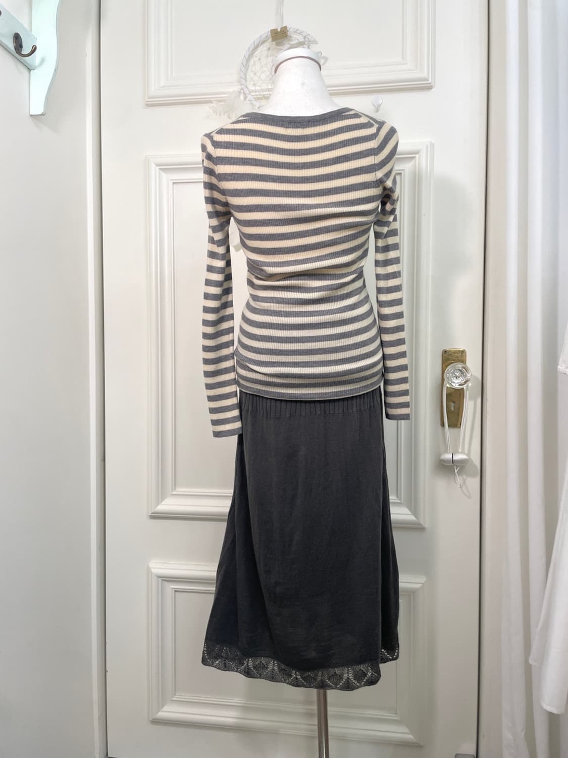 charcoal crochet black belt button point 상품이미지6