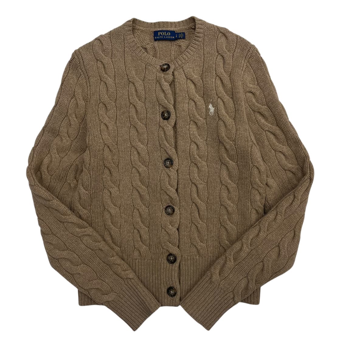 폴로 랄프로렌 화이트포니 베이지 헤비울 꽈배기 가디건 S 상품이미지2