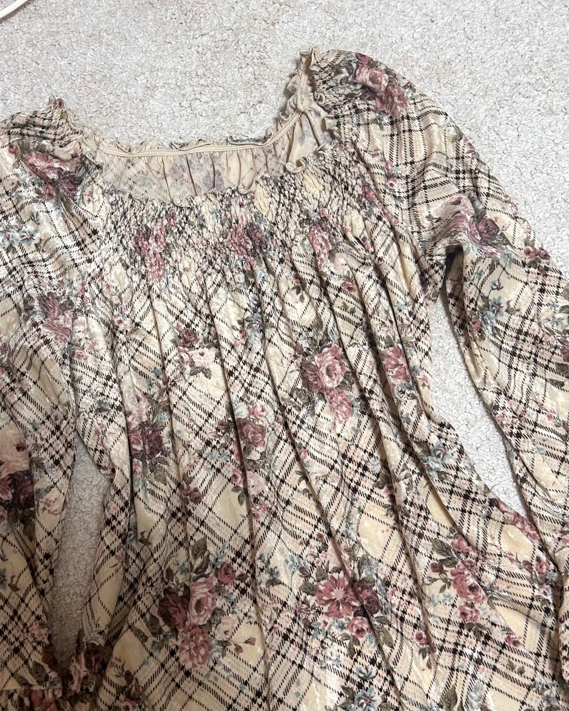 빈티지 레스트로즈 체크 프릴원피스 상품이미지3