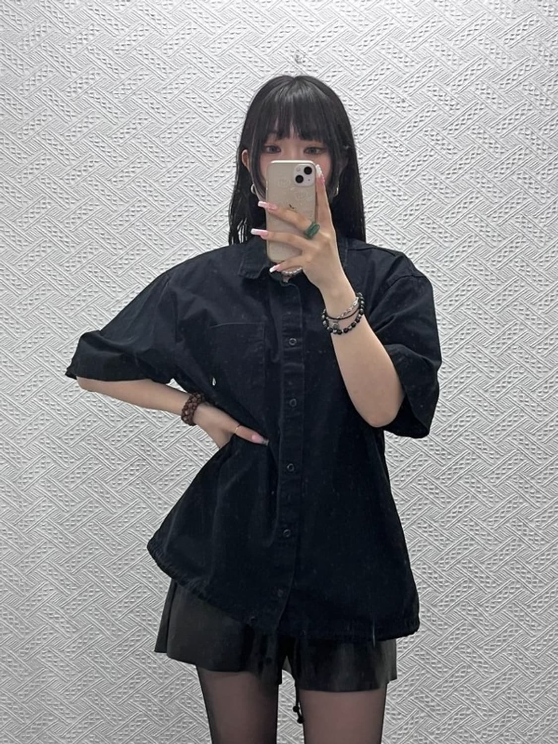 나이키 빈티지 모던 시크 캐주얼 올블랙 반팔셔츠 XXL C12255 상품이미지2