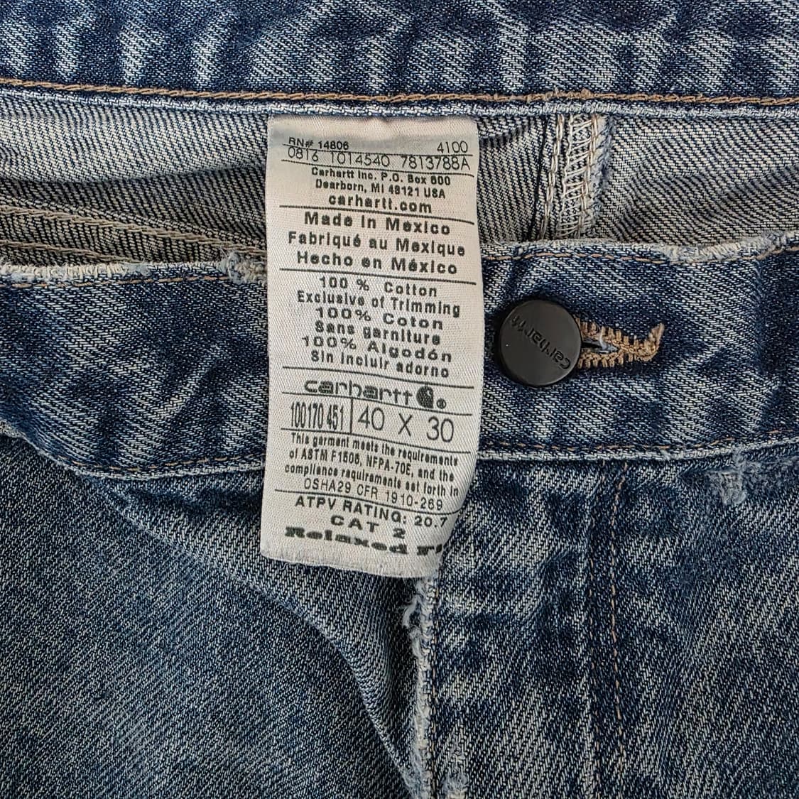 [40X30] 빈티지 칼하트 더블니 FR 데님팬츠 워시드 B20 상품이미지10