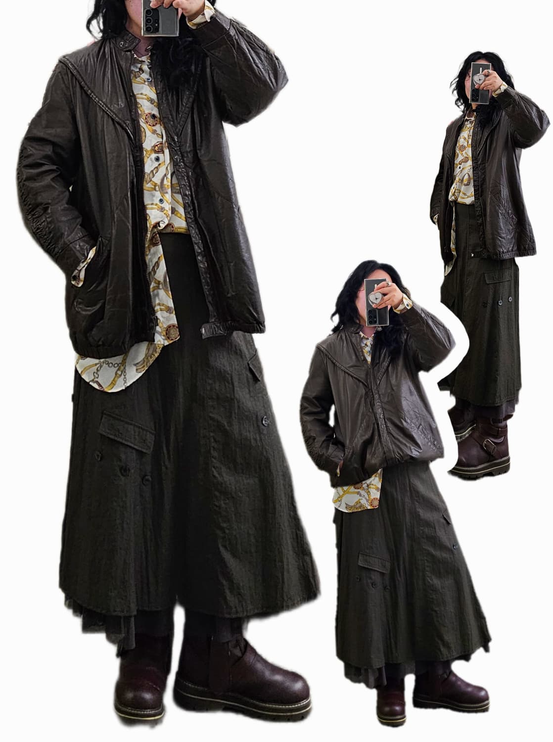 C&A 80's 하이넥 요크 딥브라운 집업 레더자켓 상품이미지1