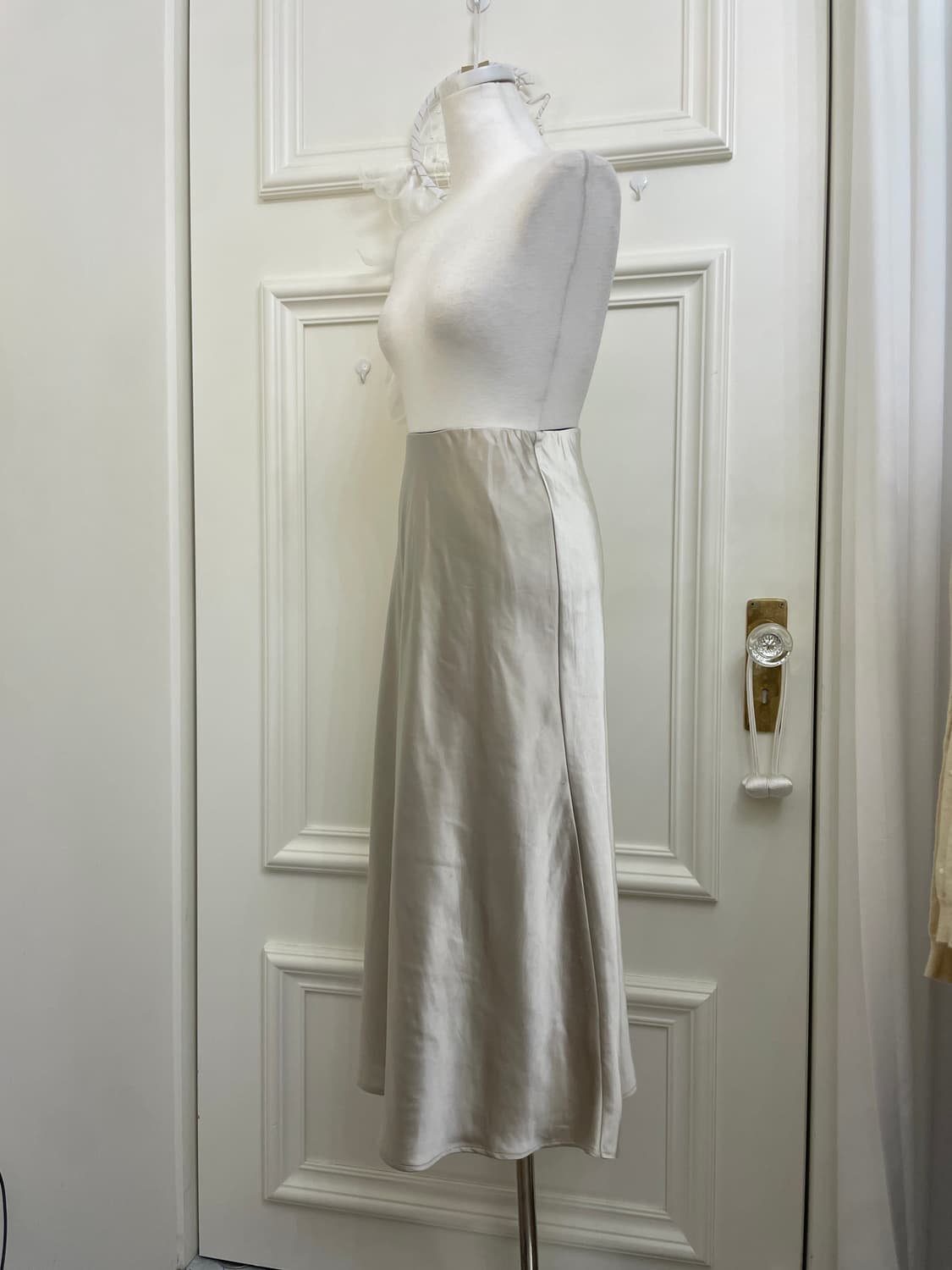 cream silver matt banding long skirt 상품이미지2