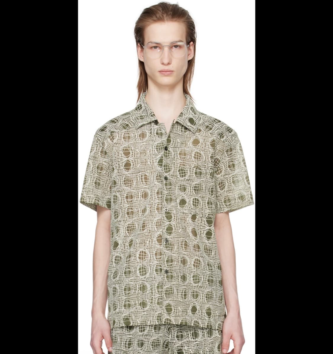 [m] olly shinder green warp shirt 상품이미지1