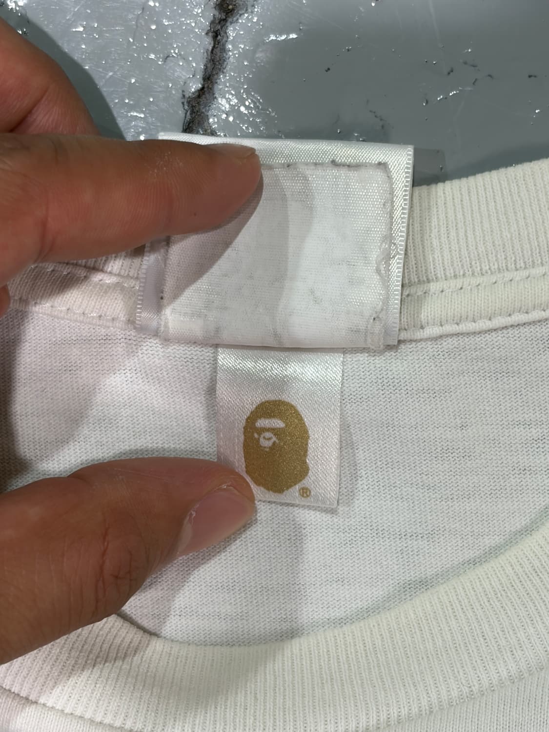 베이프(bape) 화이트 반팔 티셔츠 싱글 스티치 상품이미지5