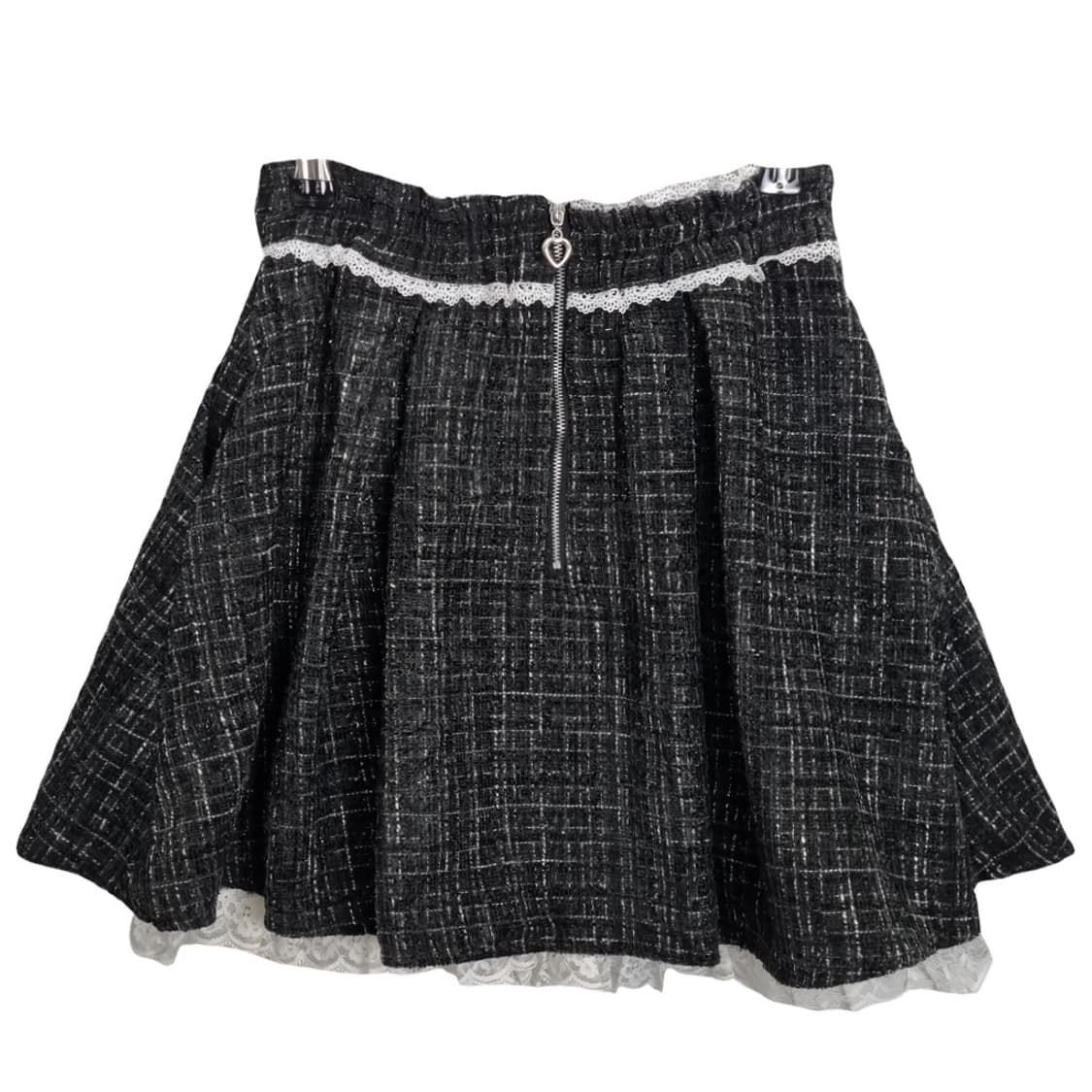 디어마이러브 블랙 하트 큐빅 포인트 트위드 스커트 상품이미지2