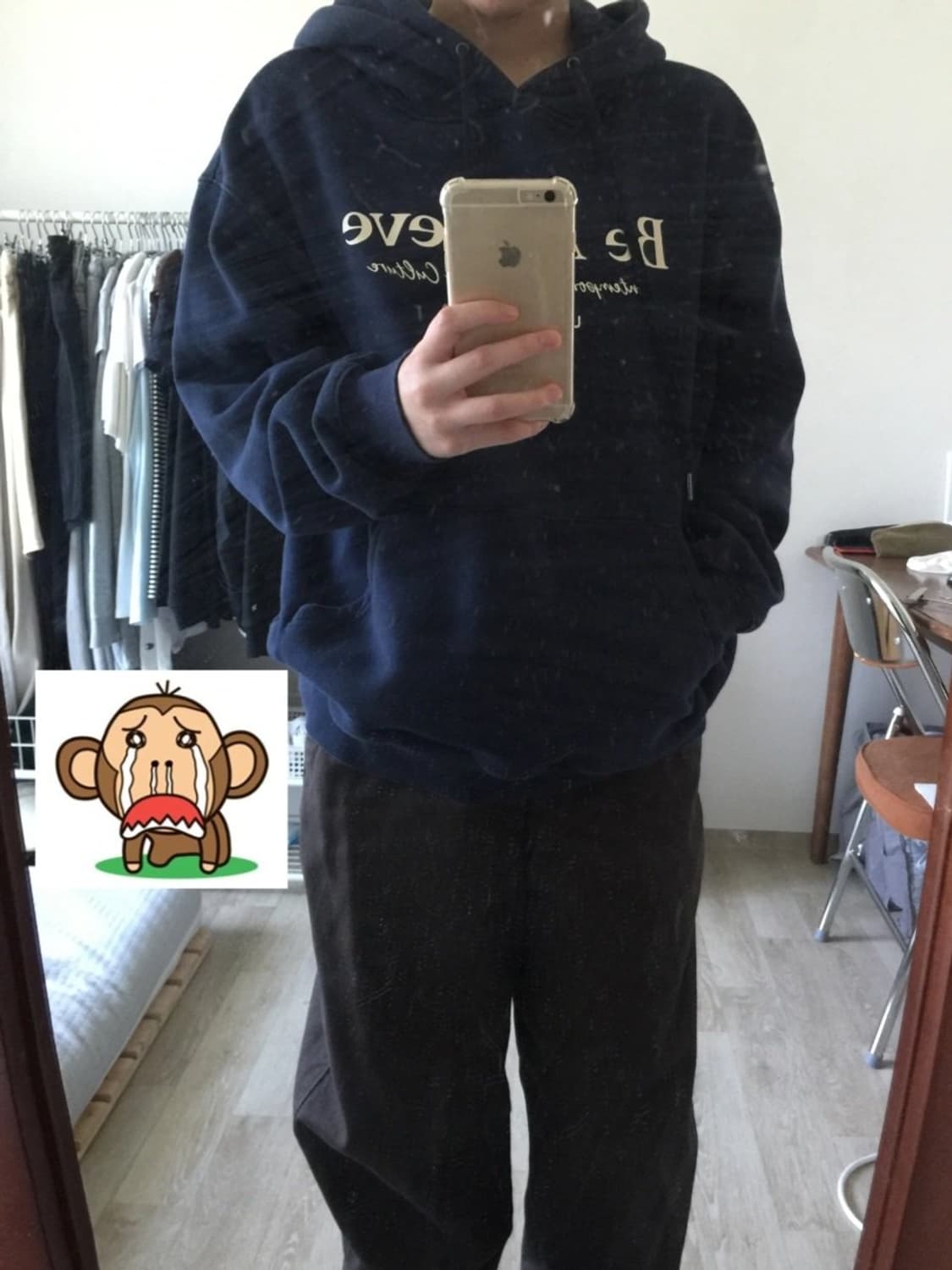 어반에이지 비어처브 오버 후드티 네이비 M 기모 상품이미지1