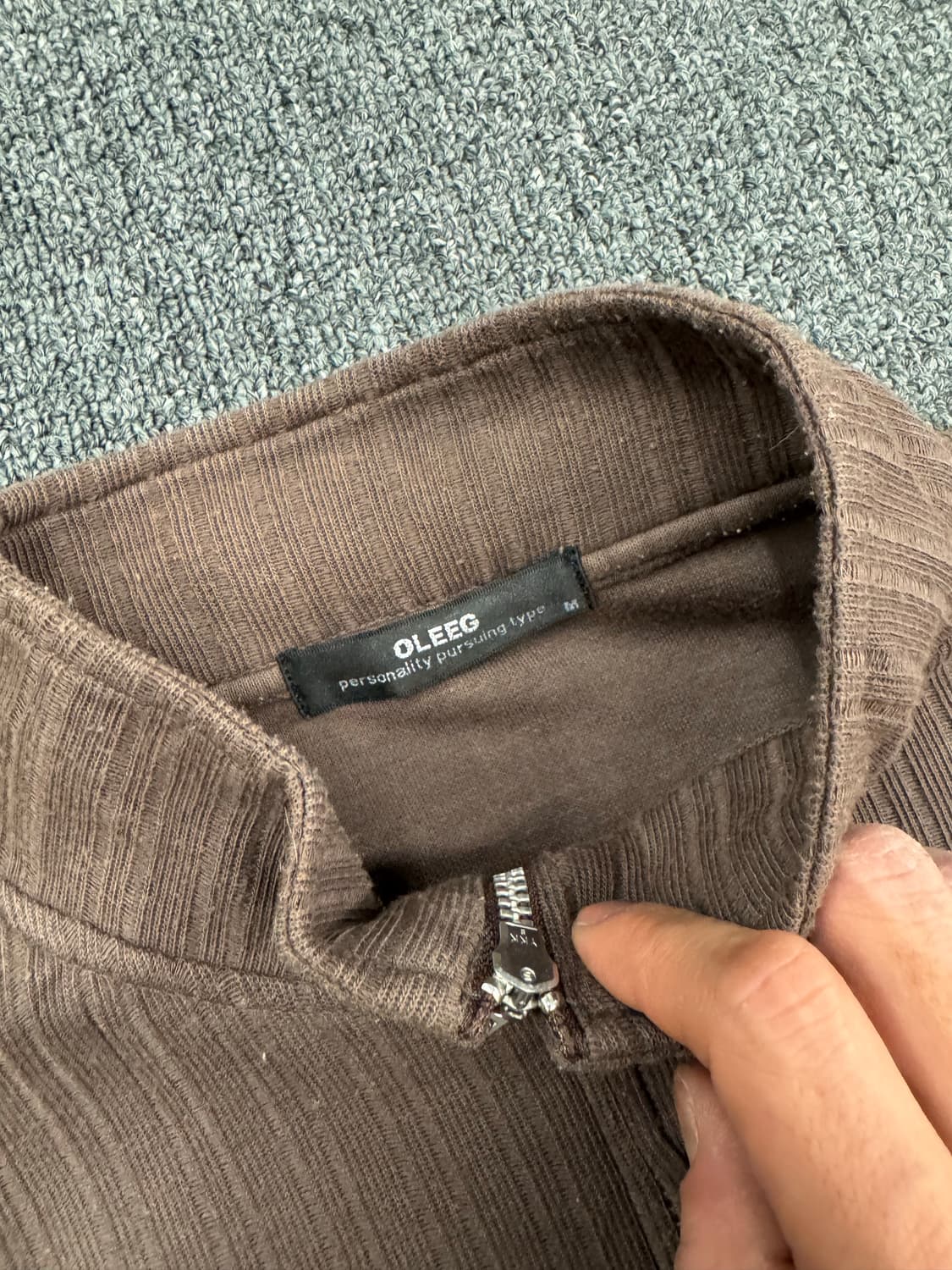 M)OLEEG 빈티지 브라운 니트 집업자켓 상품이미지3