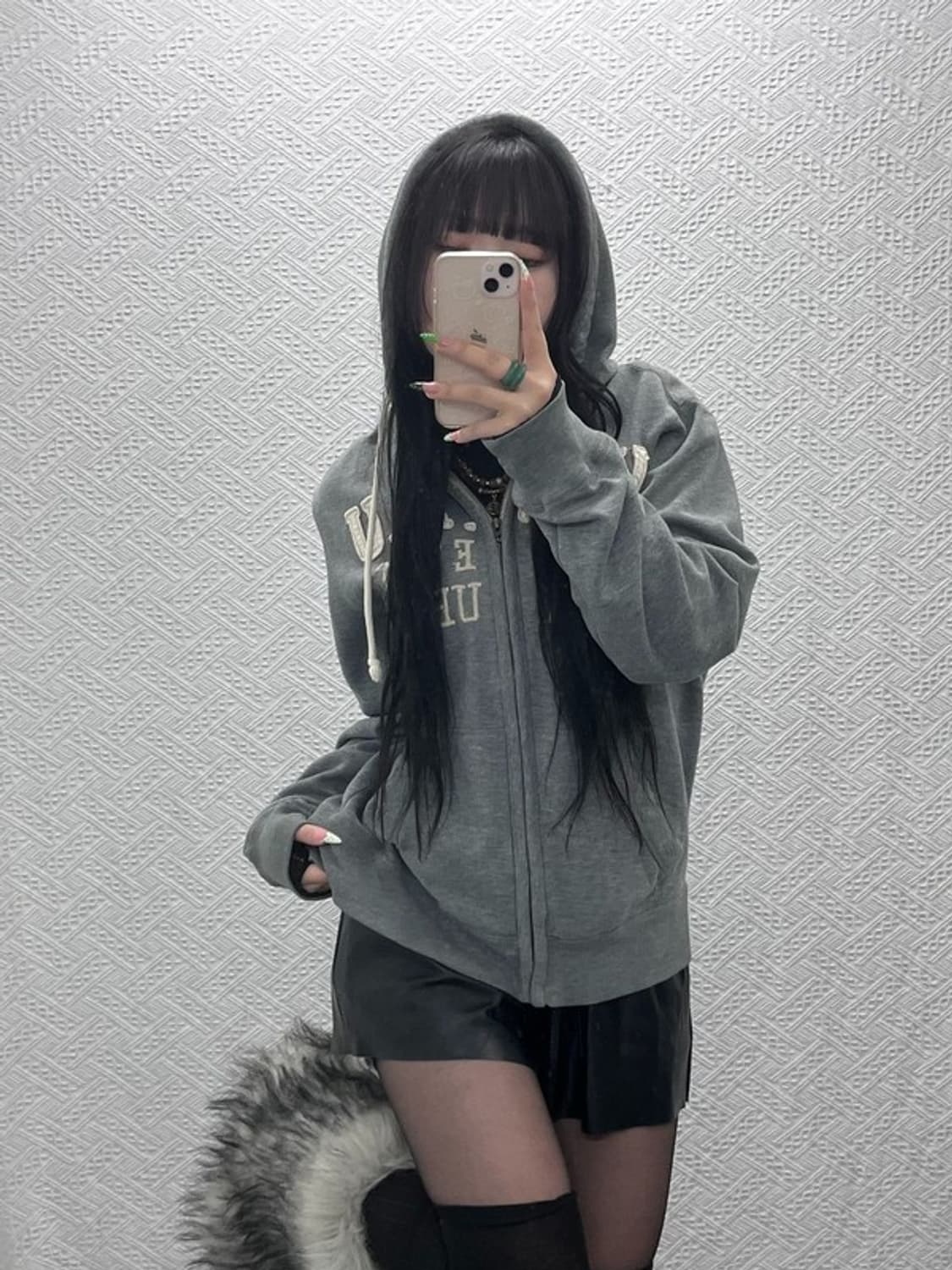 후아유 빈티지 Y2K 대장급 약기모 후드집업 XL C09115 상품이미지1