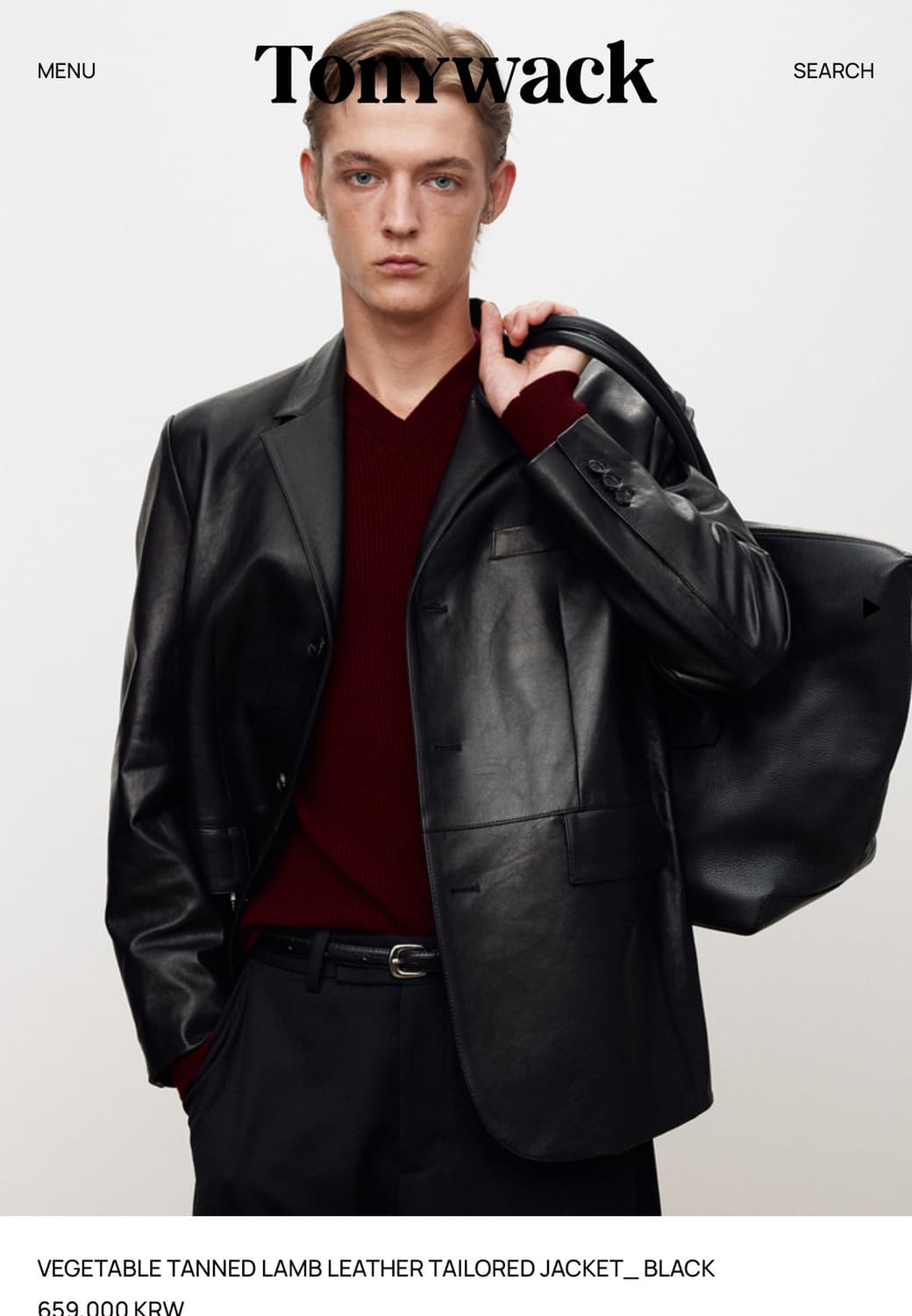 토니웩 베지터블 램레더 테일러자켓 블랙 l 상품이미지1