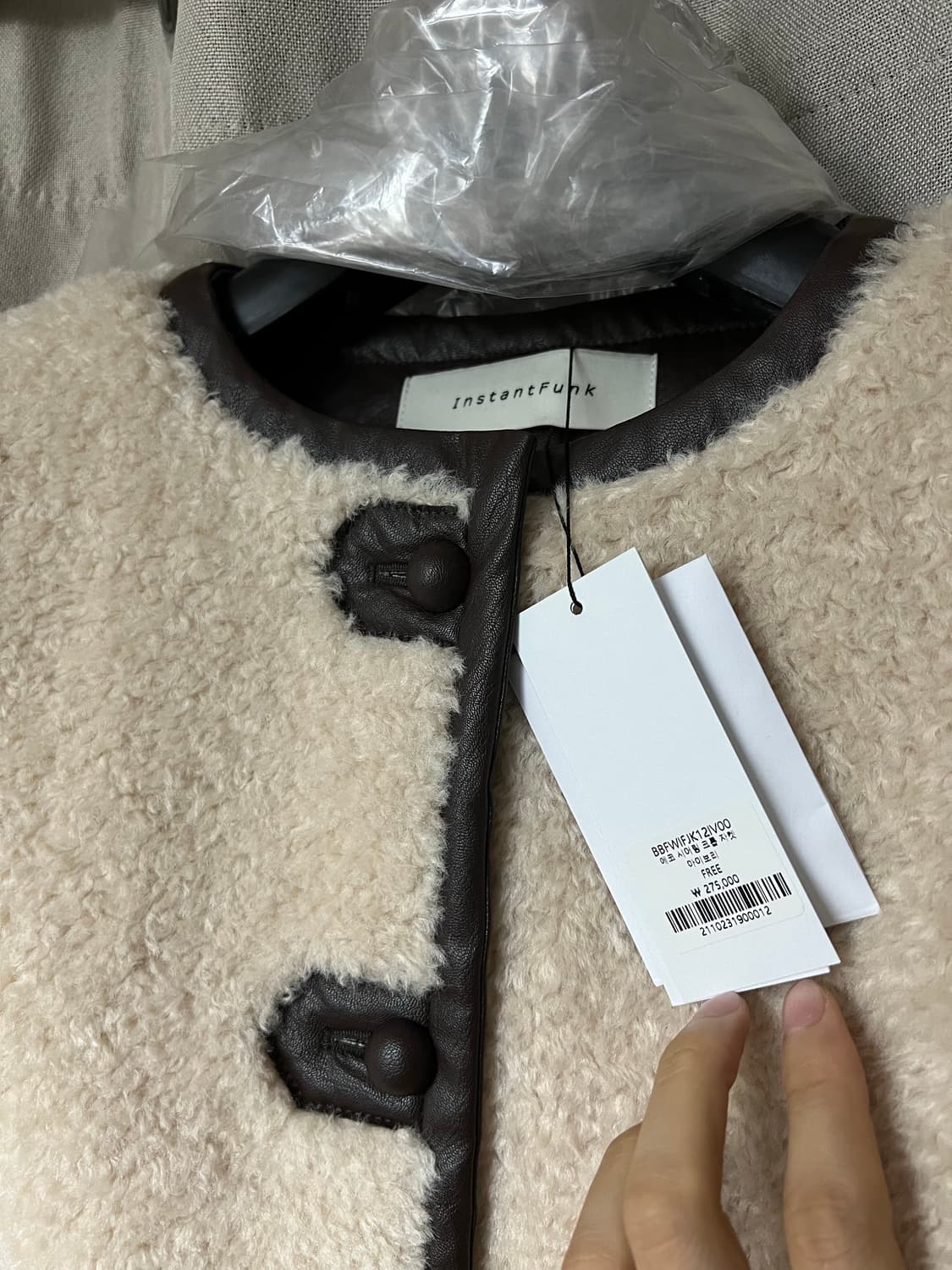 새상품/구할수없는/약30%저렴)시어링크롭자켓-아이보리/ 인스턴트펑크 상품이미지6