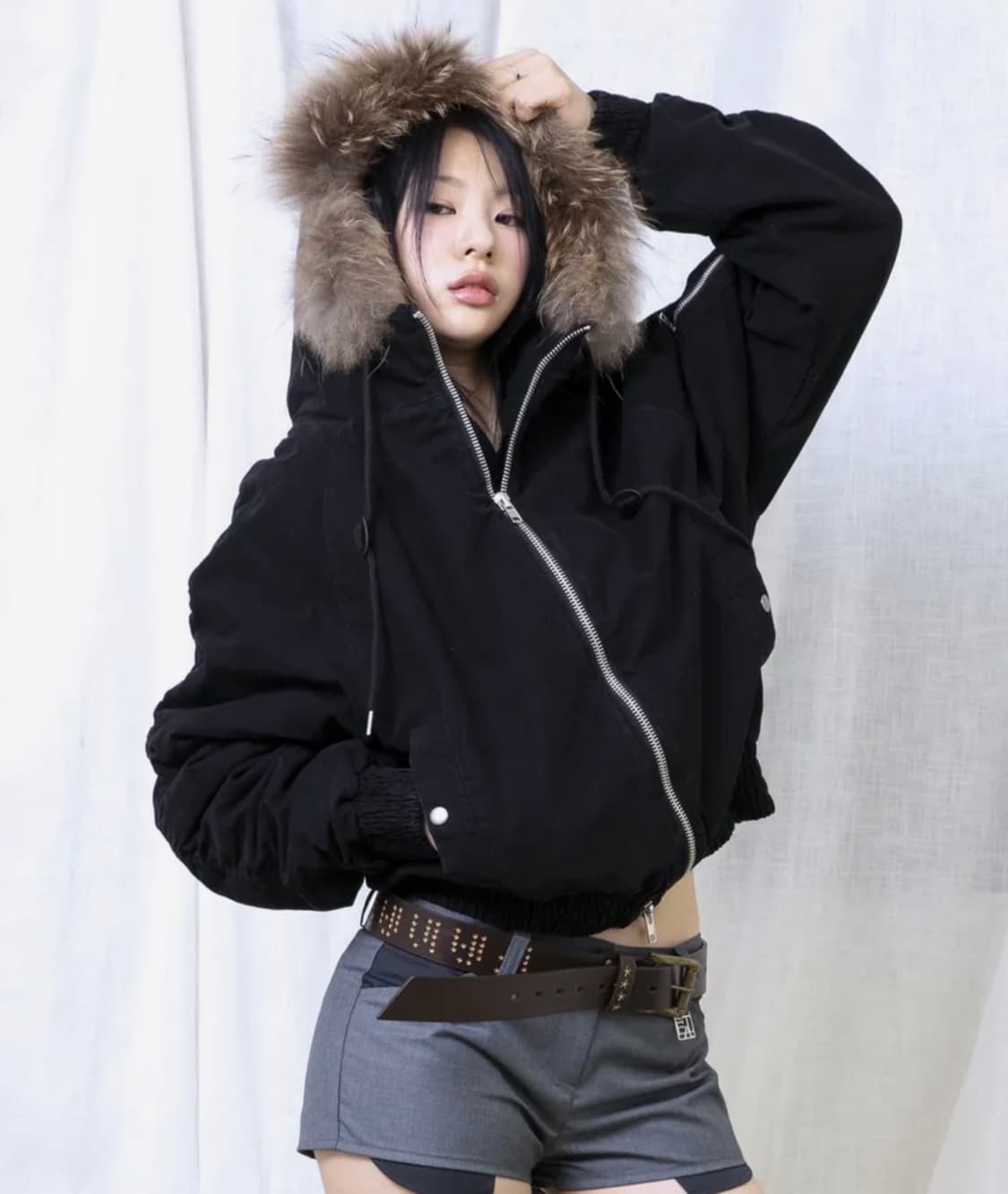 GJ098 러스티 N2B 숏 파카 (BLACK) 상품이미지2