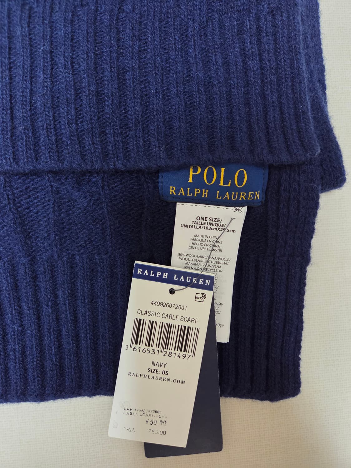 폴로랄프로렌 꽈배기 머플러 네이비색상 판매 상품이미지3