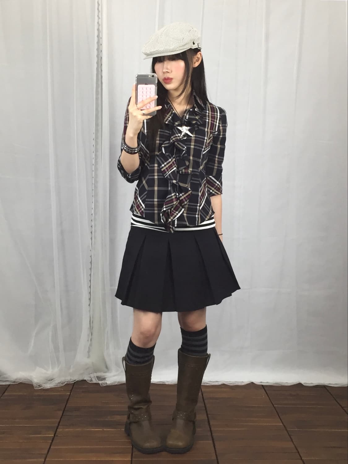 NARACAMICIE Plaid Ruffle Blouse 상품이미지2
