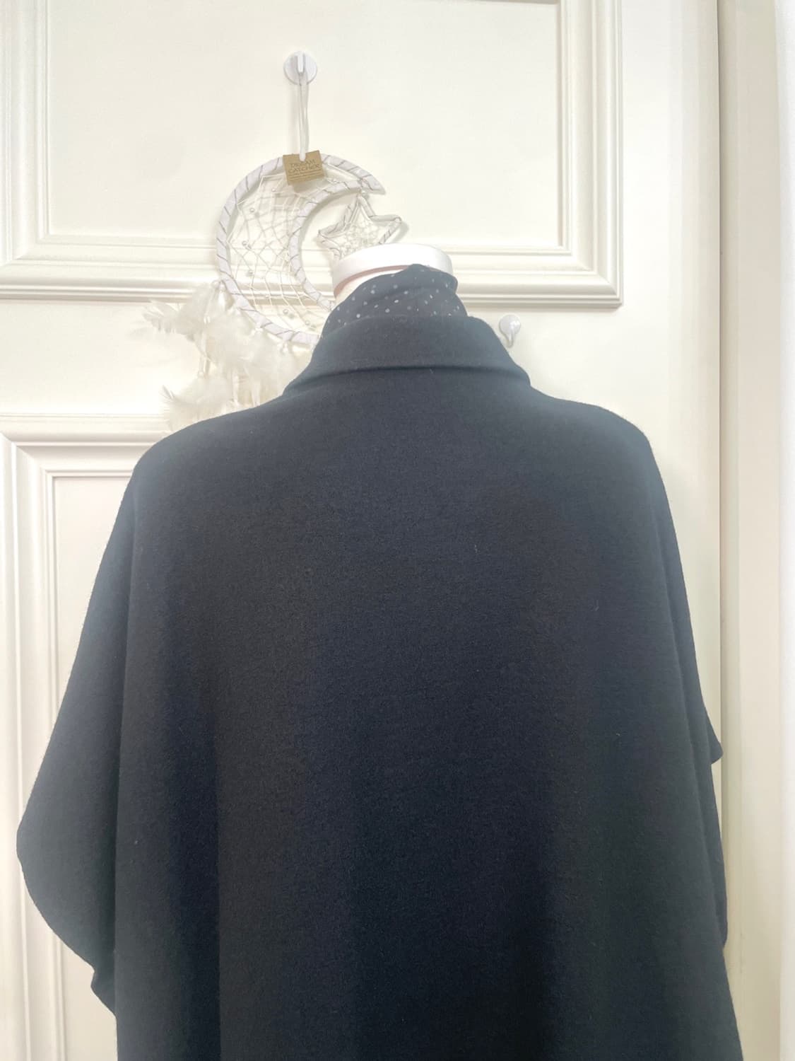 black one-button collar wool cape coat 상품이미지5