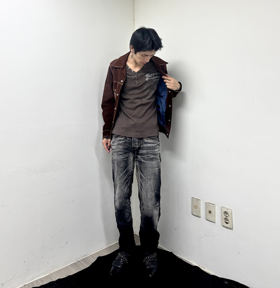“Edwin” Western Black Crack Washed Pants 상품이미지2