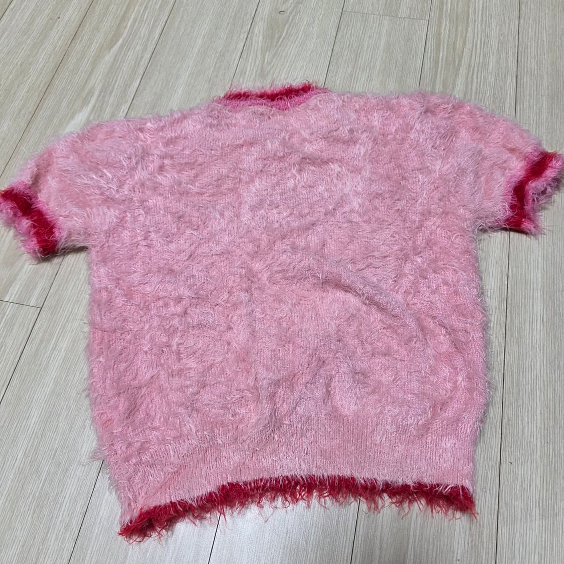 빈티지) 로맨틱 갸루st 체리 핑크 y2k 민효린 앙고라 크롭 반팔니트 상품이미지5