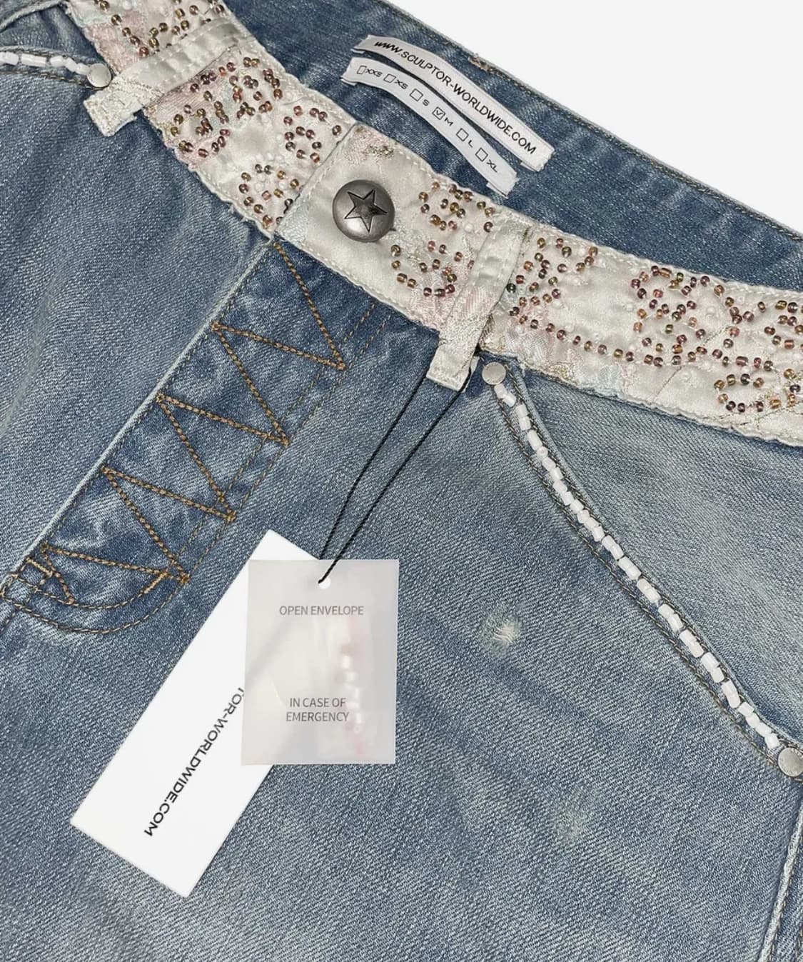 스컬프터 Beaded Waist Denim Pants Mid Blue 상품이미지3