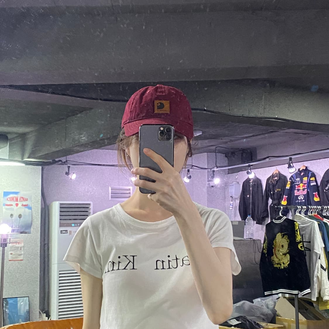 칼하트 센터로고 버건디 볼캡 B2339 상품이미지1