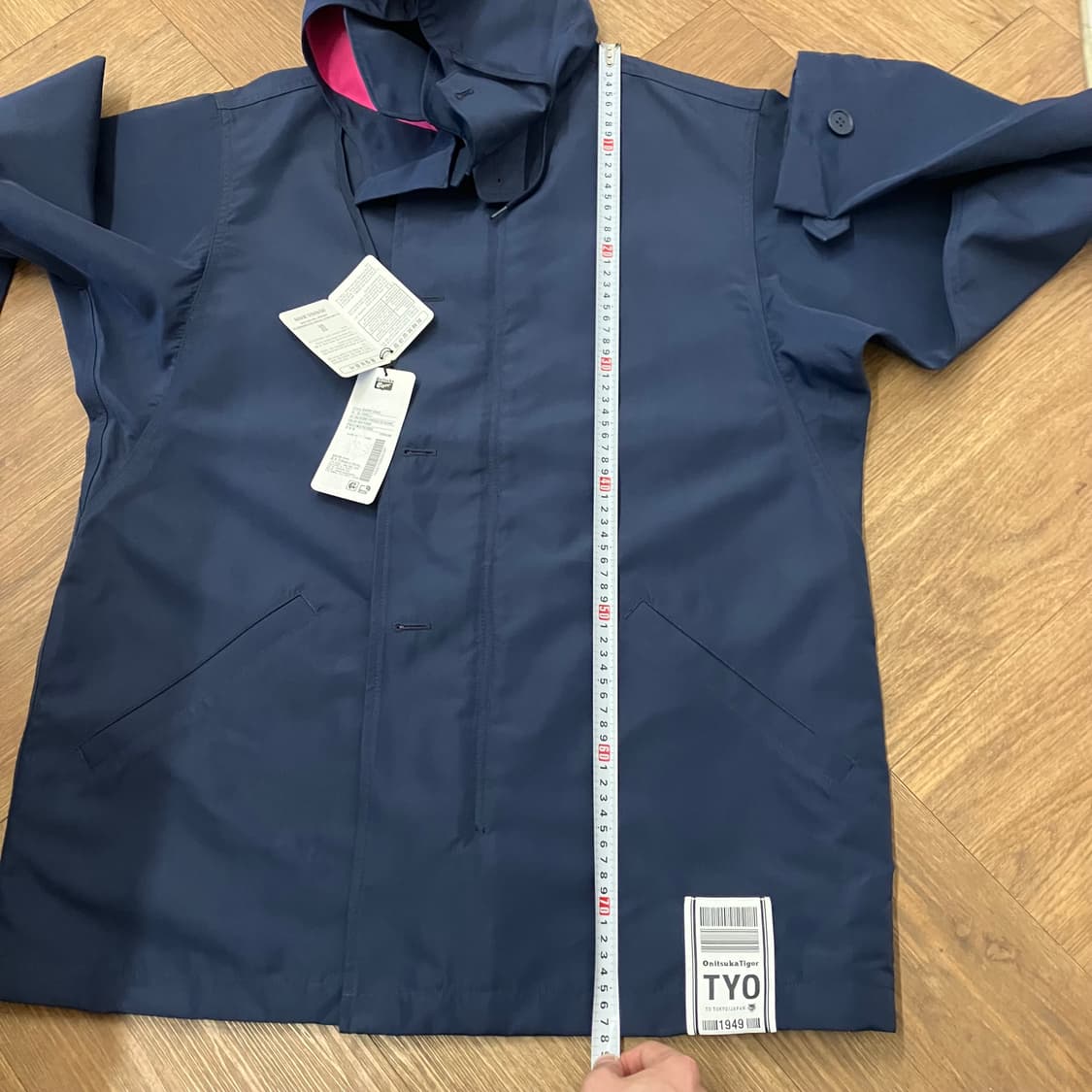 N215 오니츠카타이거 아식스 후드 코트자켓 네이비 상품이미지7