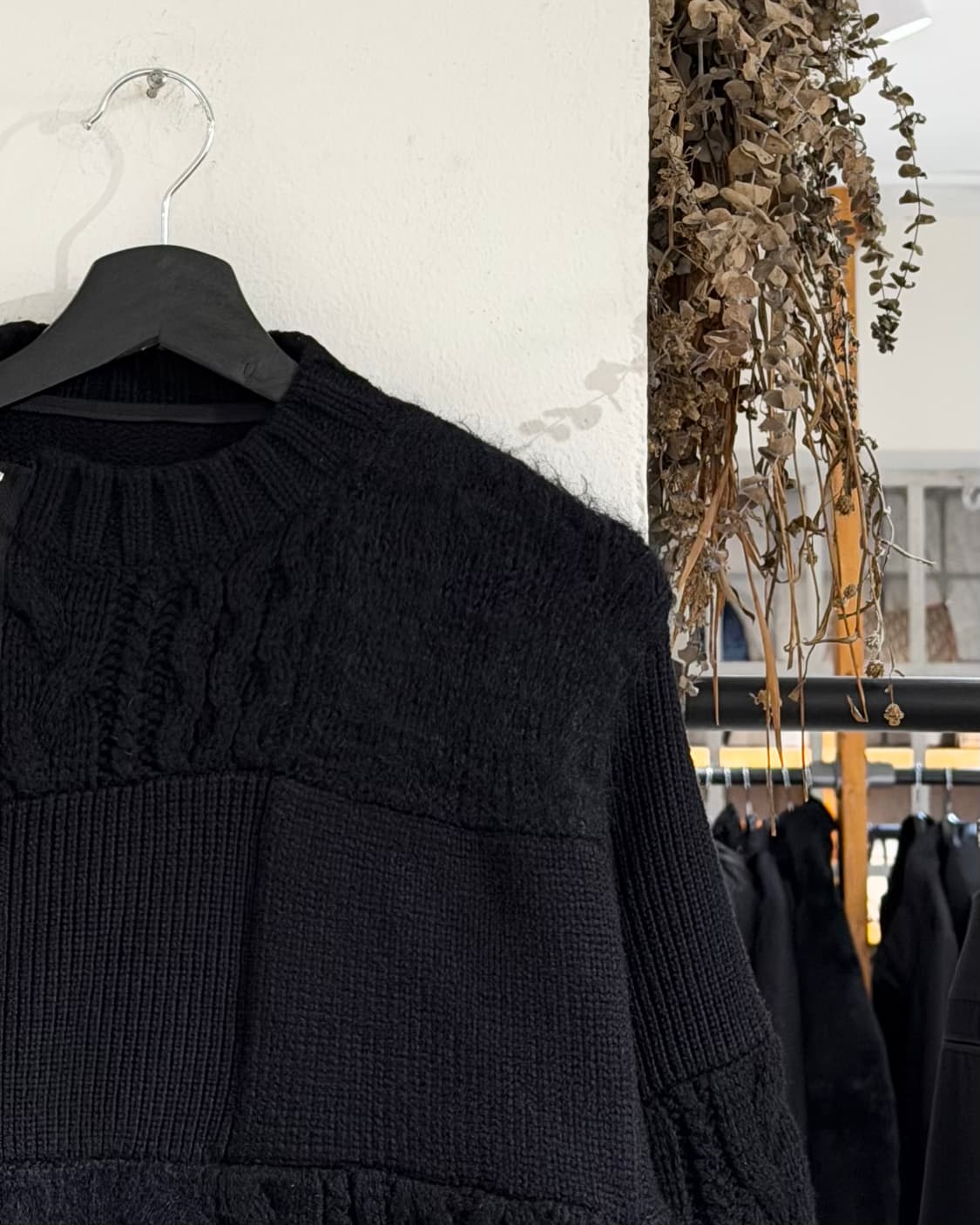 사카이 블랙 케이블 헤어리 믹스 패턴 집업 니트 가디건 상품이미지3