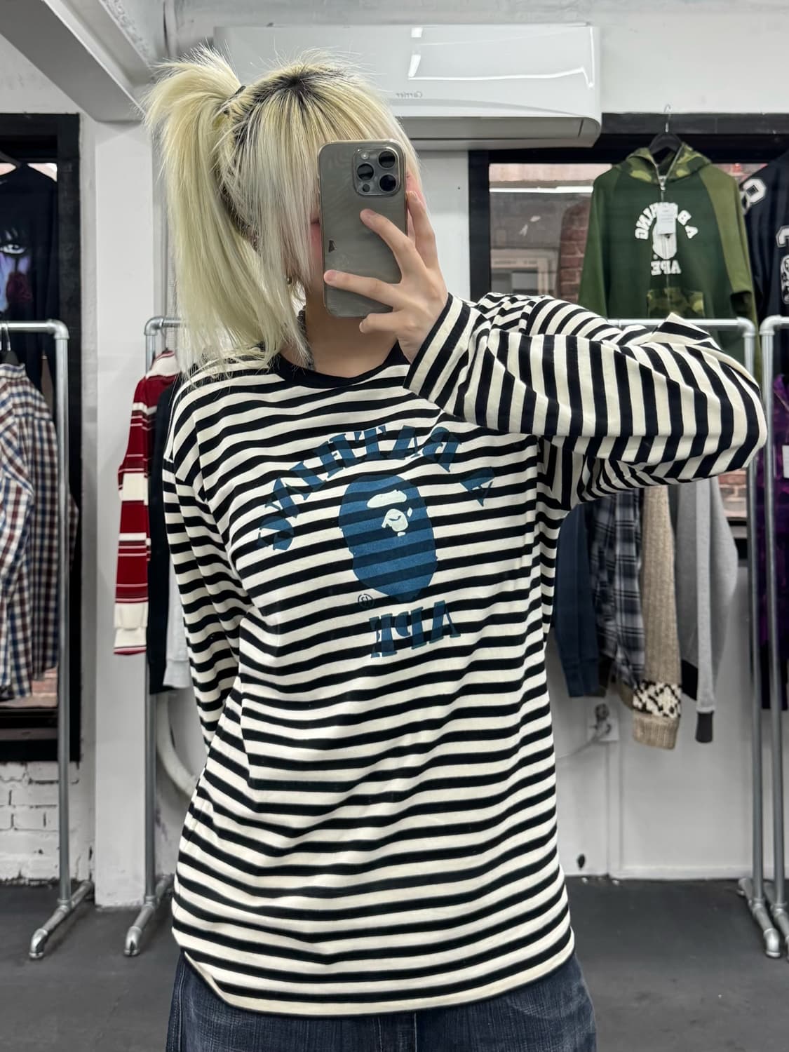 베이프 스트라이프 컬리지 롱슬리브 상품이미지4