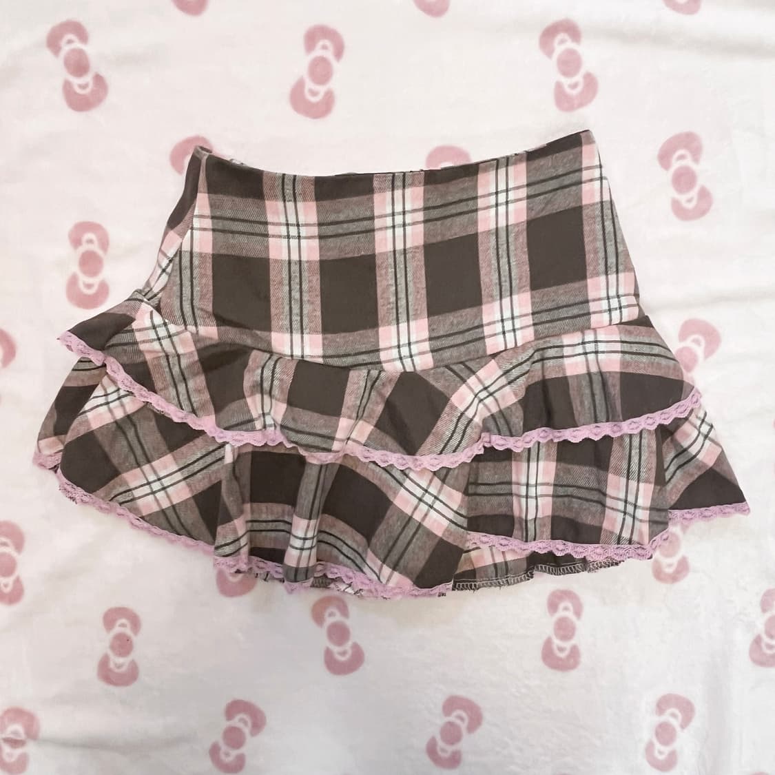 갸루 초코핑크  체크 스커트 상품이미지1