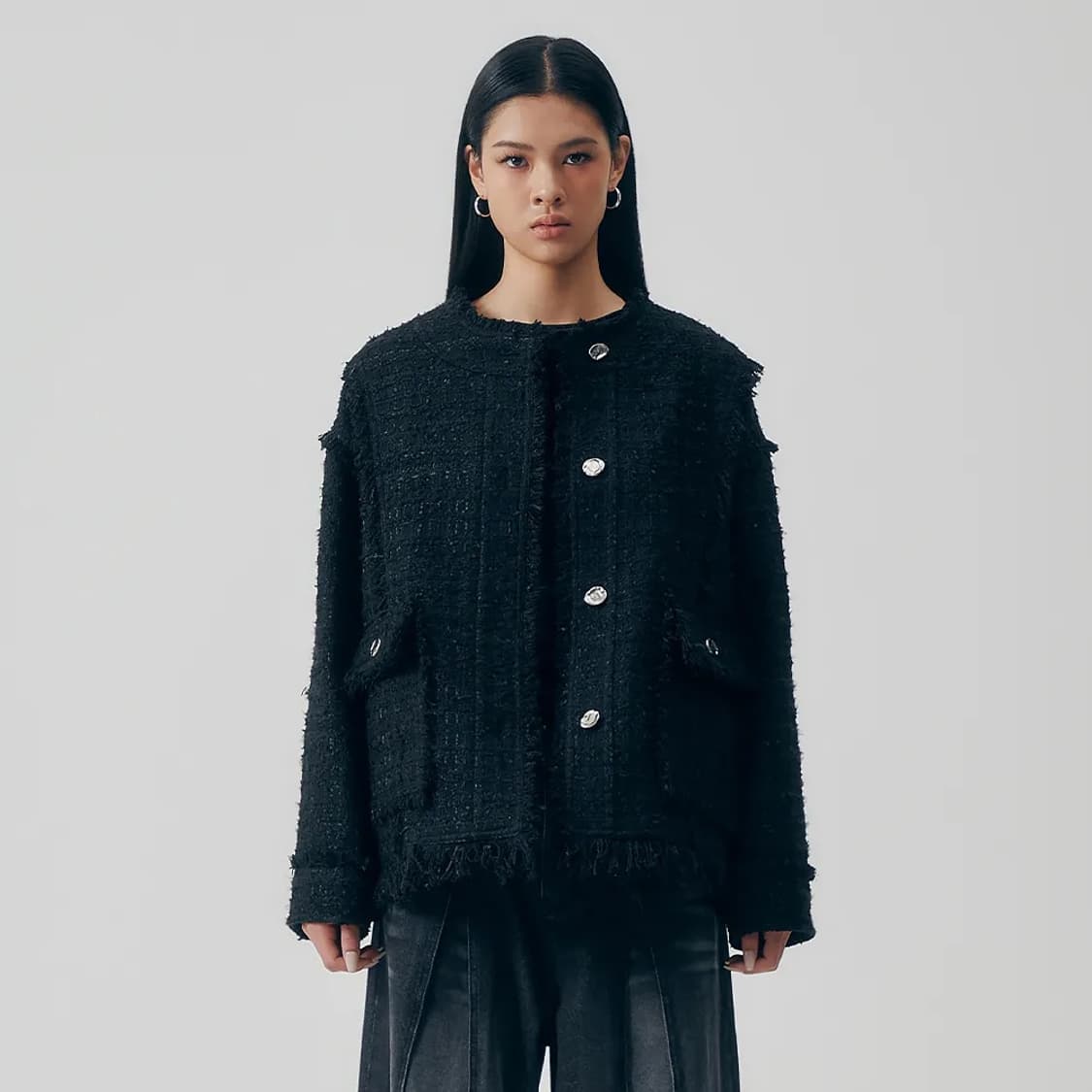 트리밍버드 프레이드 트리밍 트위드 오버핏 자켓 상품이미지3