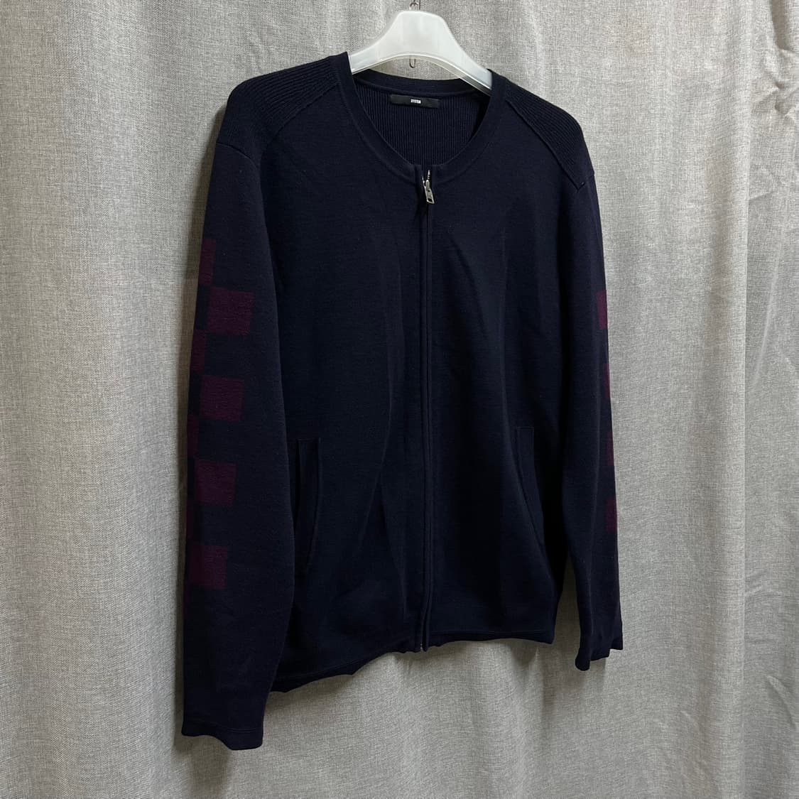 [105] 시스템옴므(SYSTEM) 체크 울 라운드 니트집업 가디건 상품이미지2