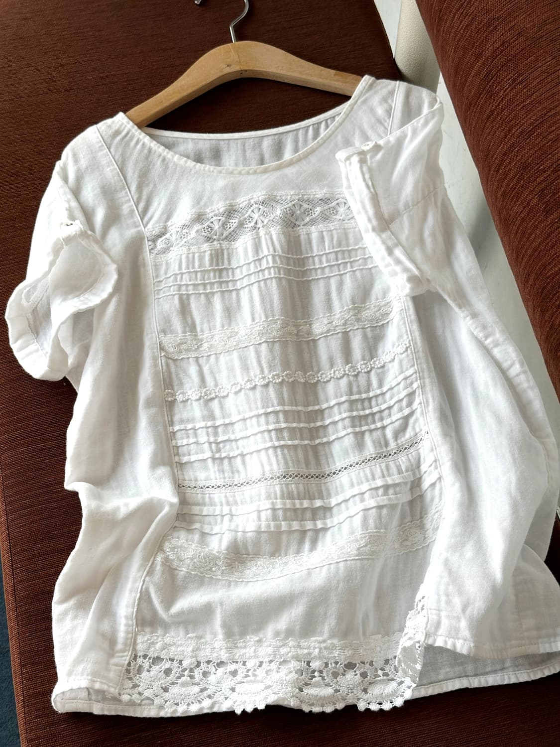 Natural cotton vintage pattern P/O shirt 상품이미지1