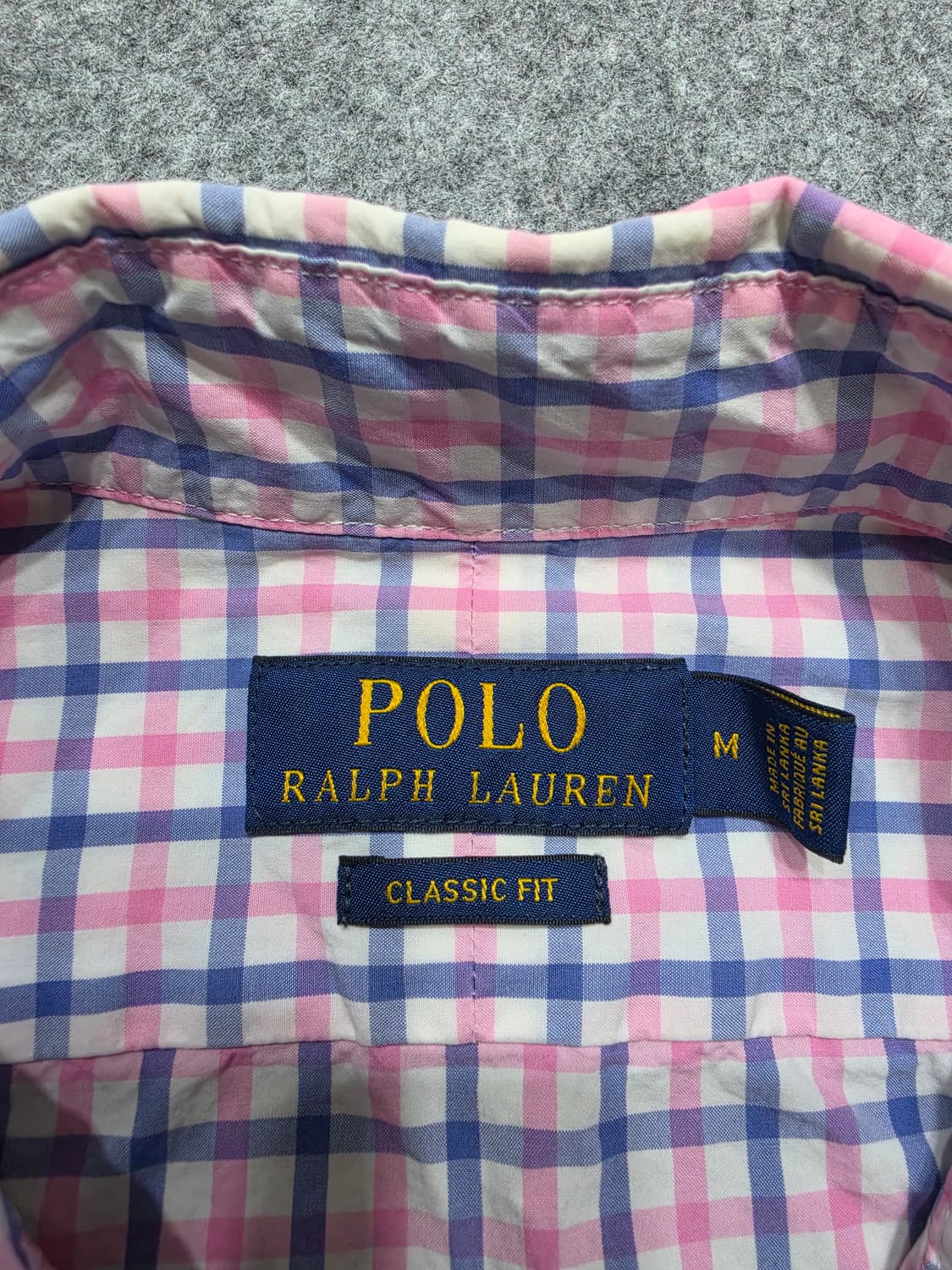 폴로 랄프로렌 핑크 블루 체크 코튼 클래식핏 셔츠 M 상품이미지4