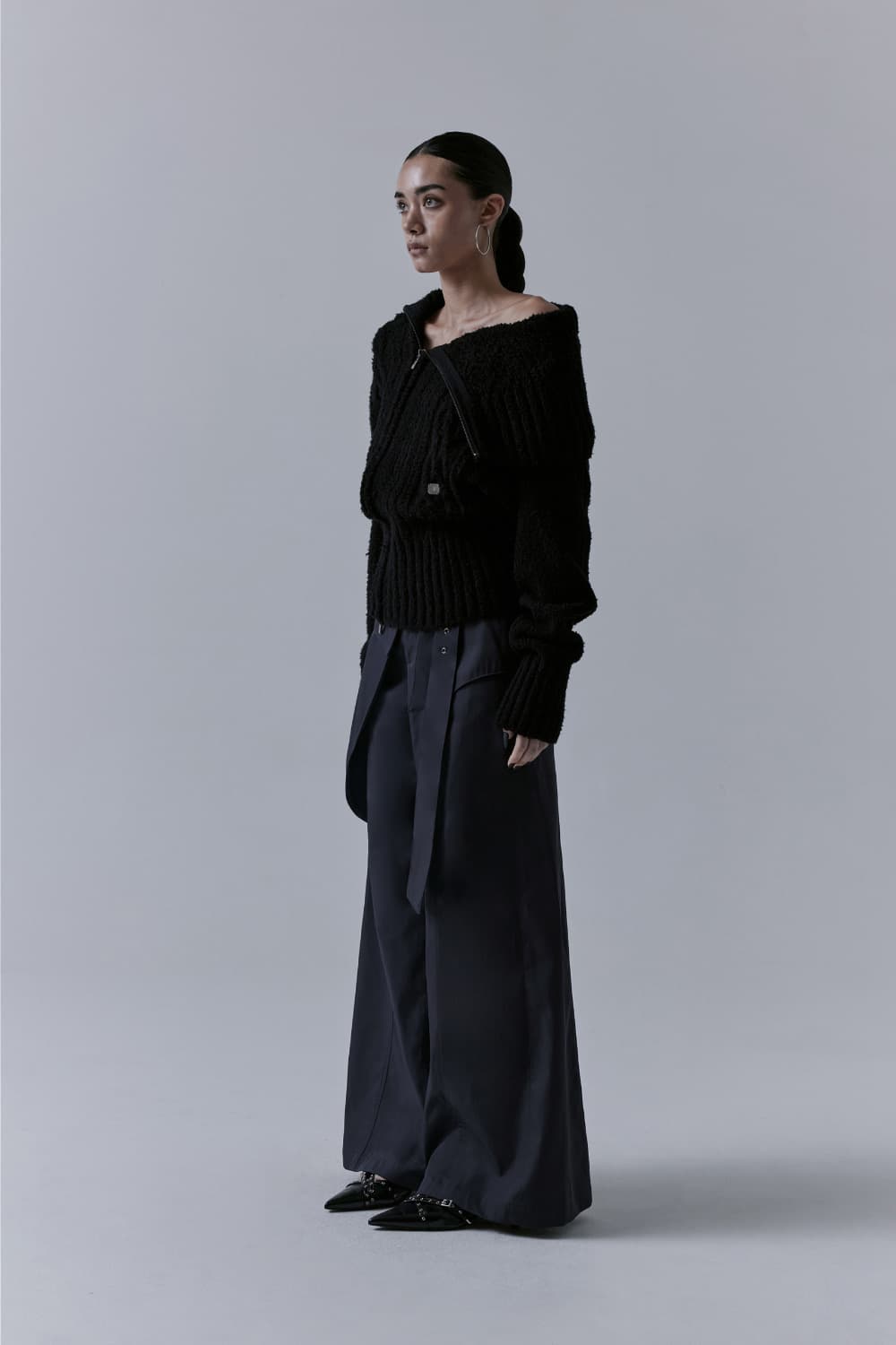 트리밍버드 투웨이 오프숄더 니트 집업 상품이미지2